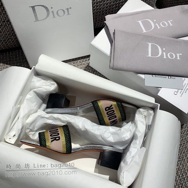 DIOR女鞋 迪奧2021專櫃新款磨砂新大底涼拖 Dior一字型刺繡平拖  naq1511